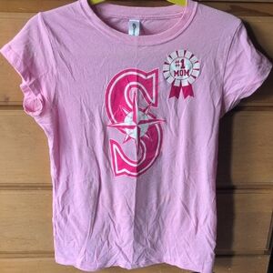 Pink Shirt with Seattle Mariners Logo